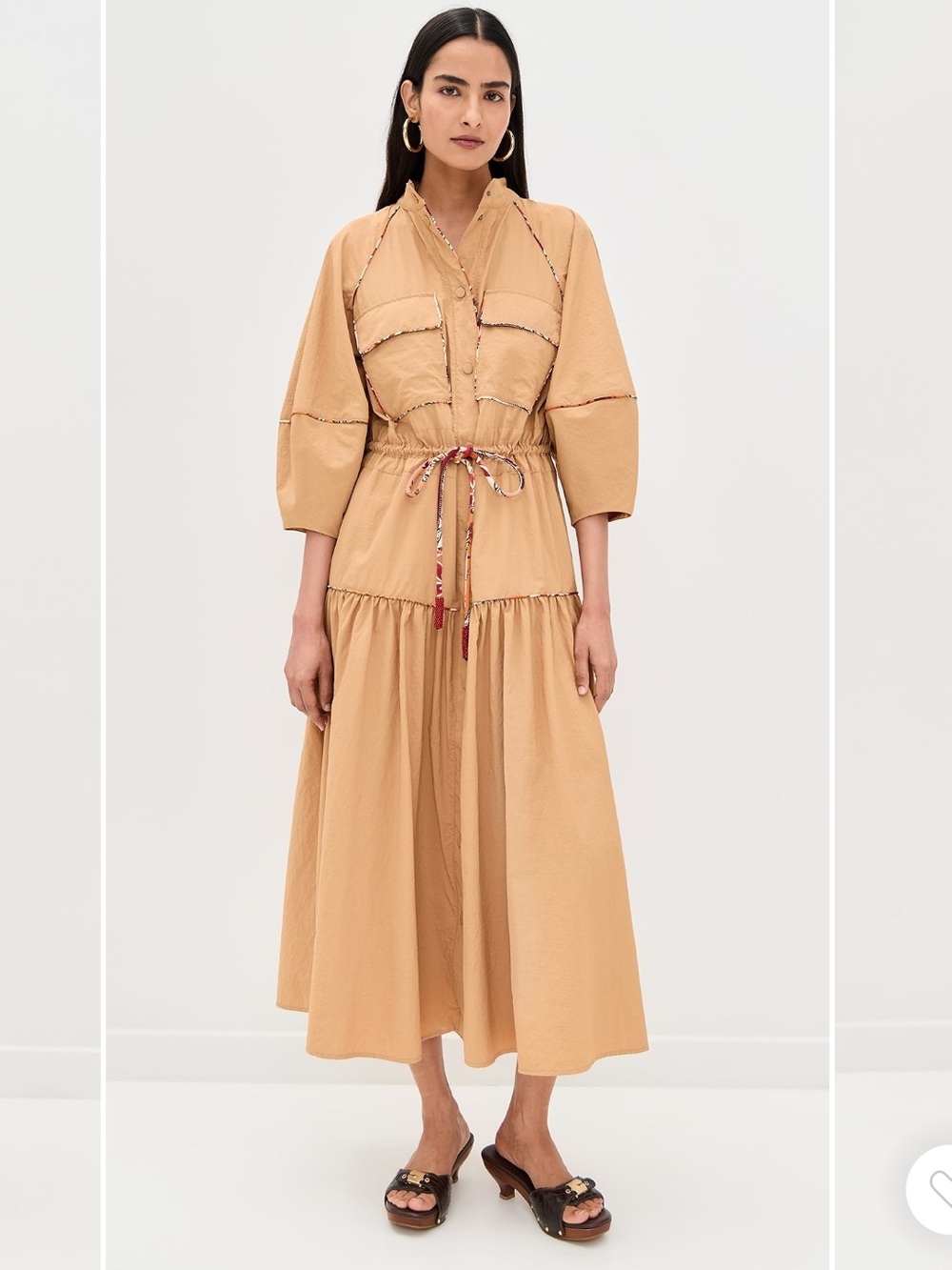 NWOT FARM Rio Chemise Midi Dress in caramel